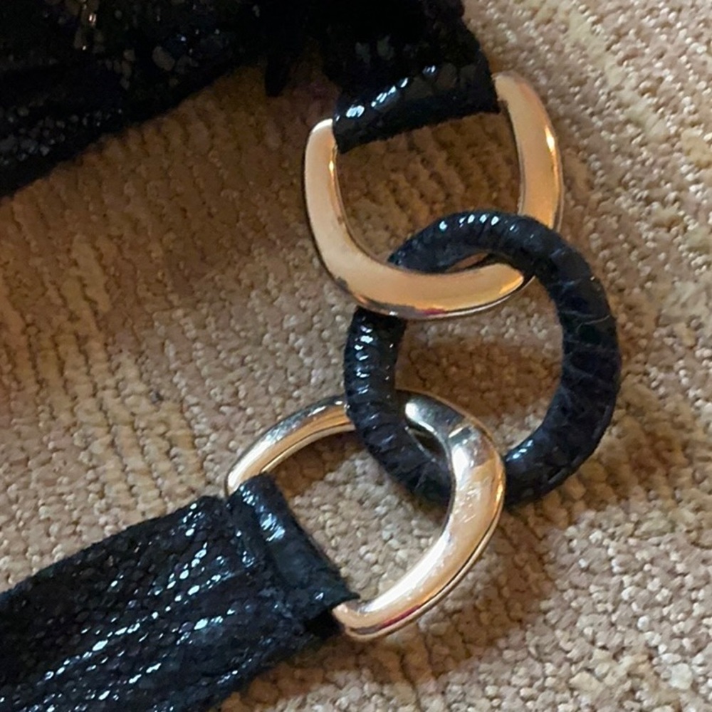 Michael Kors Shiny Black Faux Python/Snakeskin Ef… - image 5